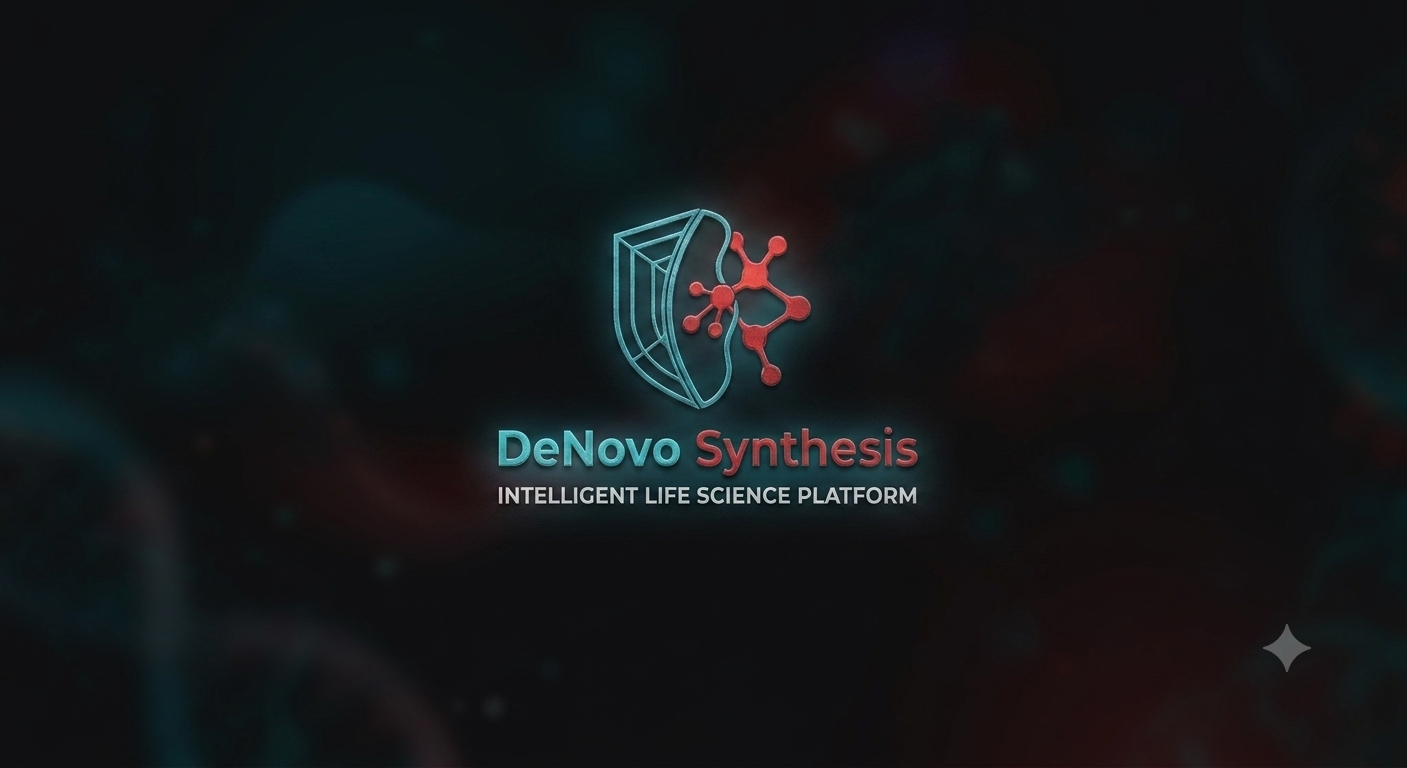 DeNovo Synthesis shield and molecular network identity with the tagline Intelligent Life Science Platform